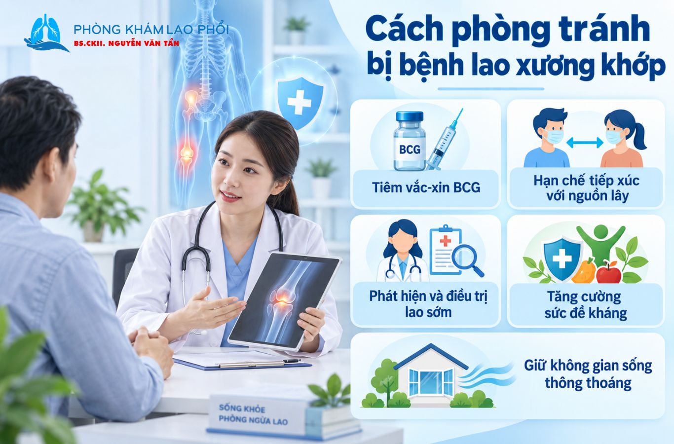 Tiêm BCG, giữ vệ sinh, tăng sức đề kháng để phòng tránh lao xương khớp