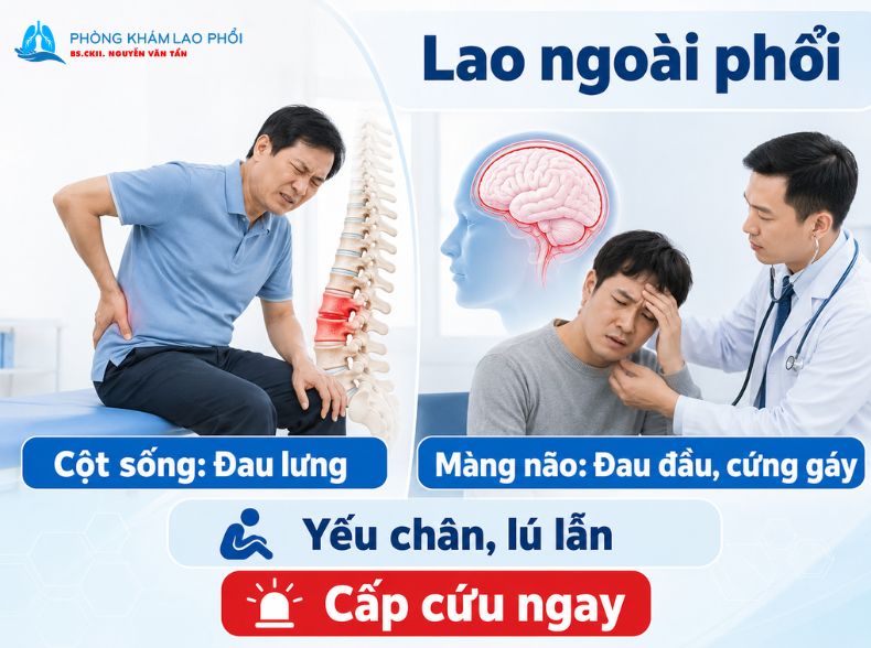 Lao ngoài phổi có thể xuất hiện khi vi khuẩn lao tái hoạt hoặc bệnh tái phát