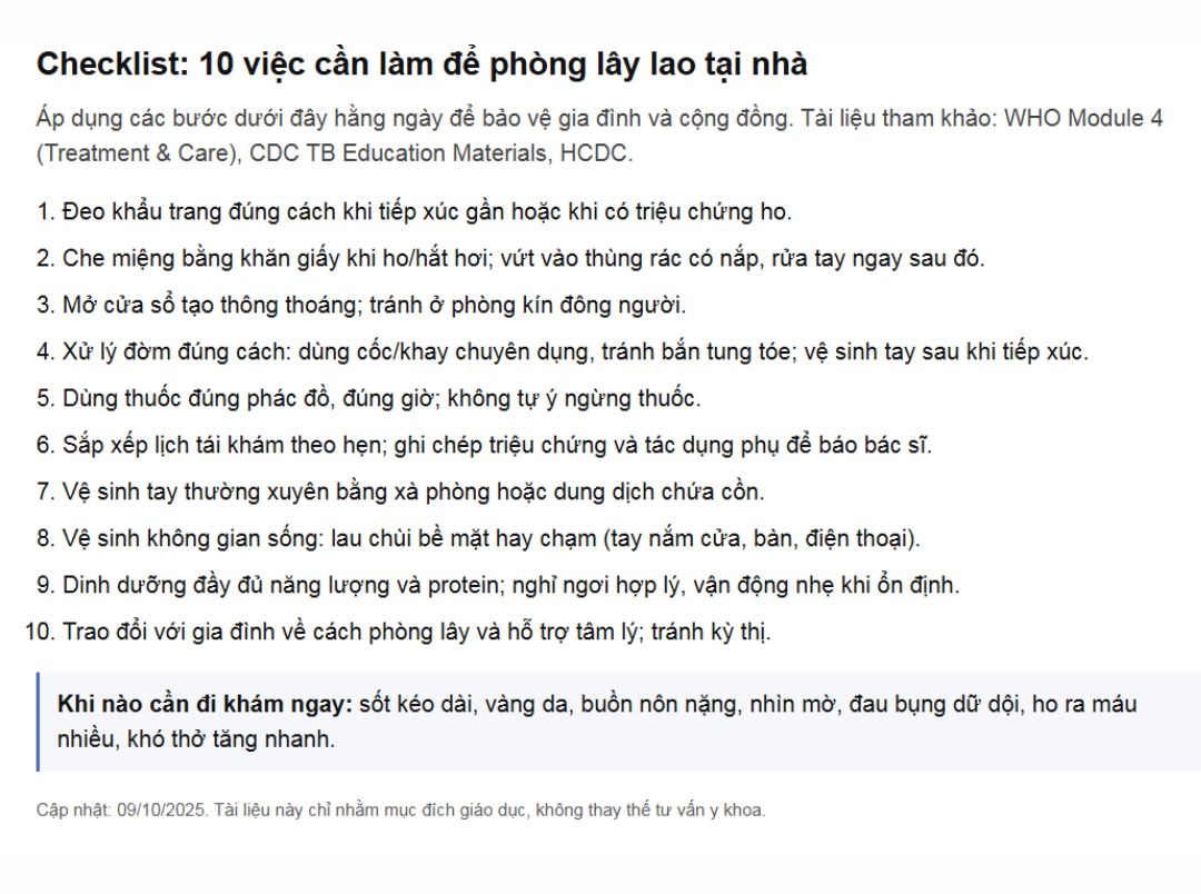 checklist 10 việc cần làm mỗi ngày để phòng lây tại nhà