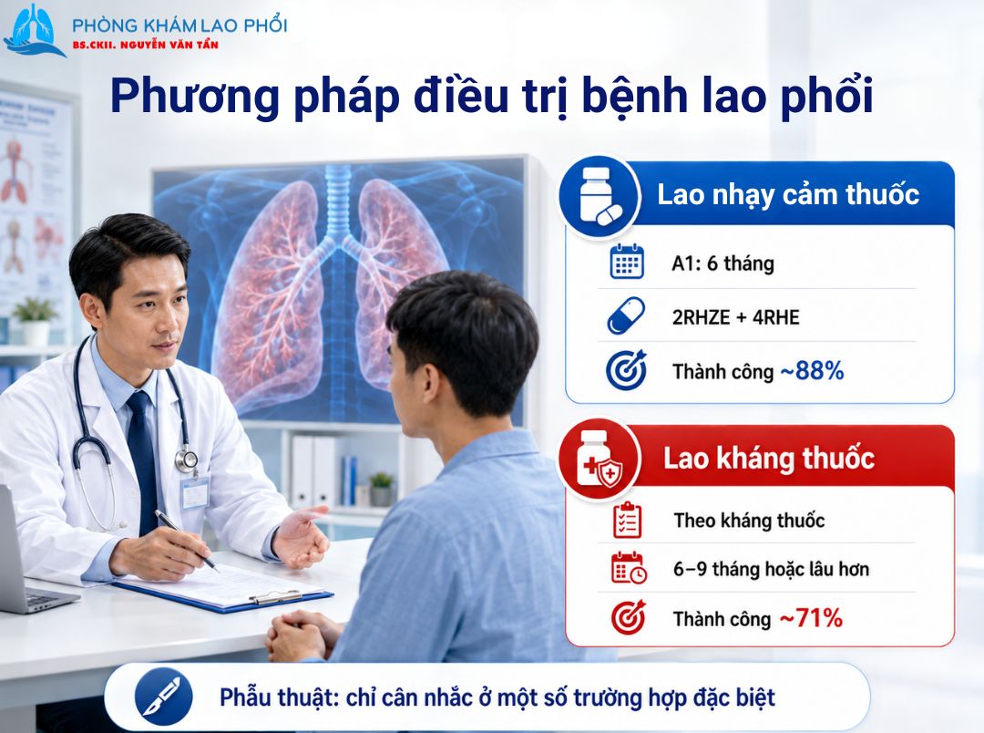 Tùy lao nhạy thuốc hay kháng thuốc mà phương pháp điều trị khác nhau