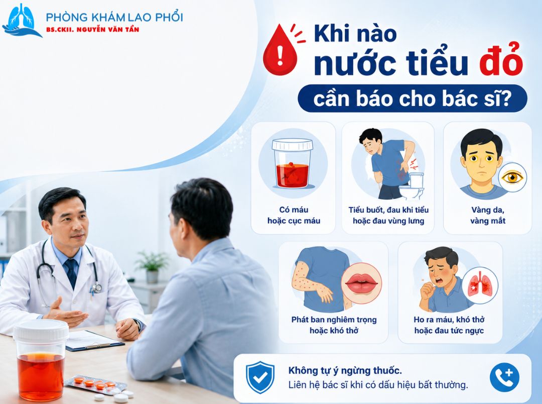 Liên hệ bác sĩ ngay khi nước tiểu màu đỏ kèm dấu hiệu bất thường
