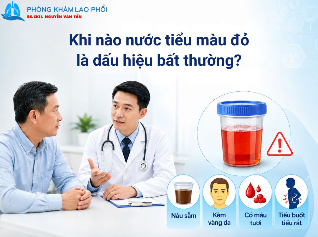 Nước tiểu đỏ do Rifampicin thường không nguy hiểm, nhưng cần đi khám nếu kèm dấu hiệu bất thường