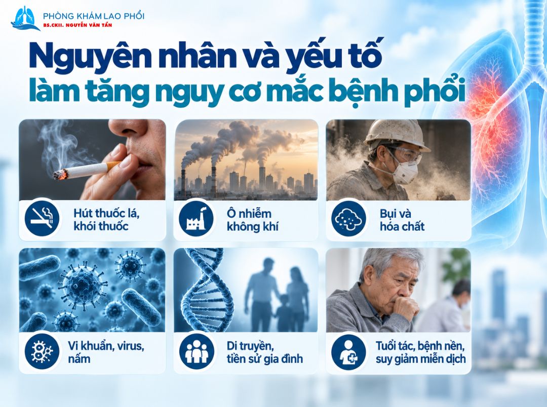 Khói thuốc, ô nhiễm không khí và hóa chất có thể làm tăng nguy cơ bệnh phổi